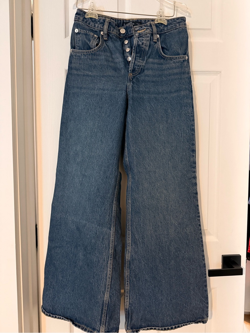 Mango High-Rise Wide-Leg Jeans in Dark Blue